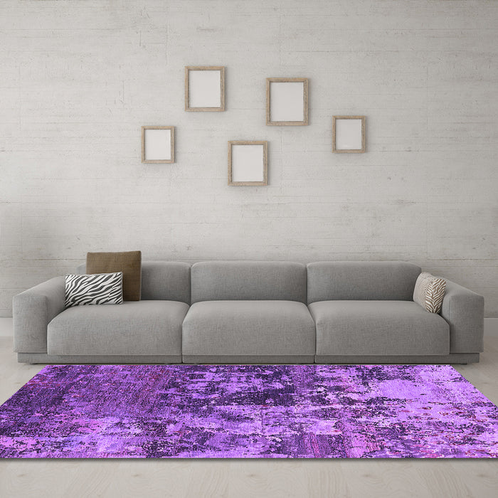 Machine Washable Oriental Purple Industrial Area Rugs in a Living Room, wshurb2608pur