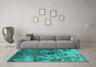 Machine Washable Oriental Turquoise Industrial Area Rugs in a Living Room,, wshurb2608turq