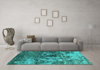 Machine Washable Oriental Turquoise Industrial Rug, wshurb2608turq