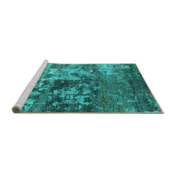 Sideview of Machine Washable Oriental Turquoise Industrial Area Rugs, wshurb2608turq