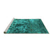 Sideview of Machine Washable Oriental Turquoise Industrial Area Rugs, wshurb2608turq