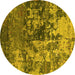 Round Oriental Yellow Industrial Rug, urb2608yw