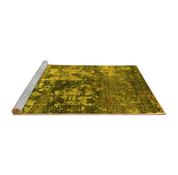 Sideview of Machine Washable Oriental Yellow Industrial Rug, wshurb2608yw