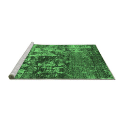 Sideview of Machine Washable Oriental Emerald Green Industrial Area Rugs, wshurb2608emgrn