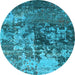 Round Oriental Light Blue Industrial Rug, urb2608lblu