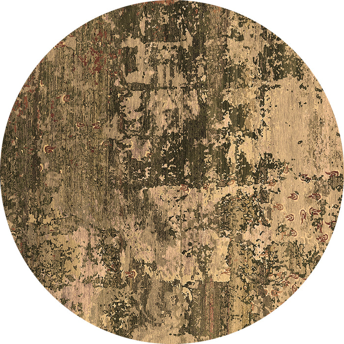 Round Oriental Brown Industrial Rug, urb2608brn