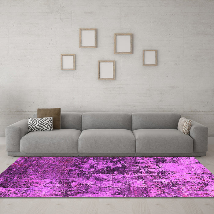 Machine Washable Oriental Pink Industrial Rug in a Living Room, wshurb2608pnk