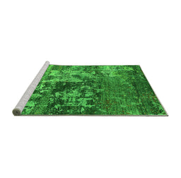 Sideview of Machine Washable Oriental Green Industrial Area Rugs, wshurb2608grn