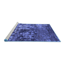 Sideview of Machine Washable Oriental Blue Industrial Rug, wshurb2608blu