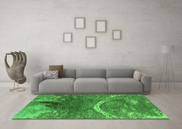 Machine Washable Oriental Green Industrial Area Rugs in a Living Room,, wshurb2609grn