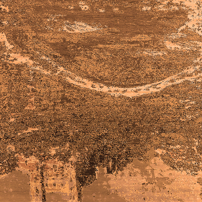 Square Machine Washable Oriental Orange Industrial Area Rugs, wshurb2609org