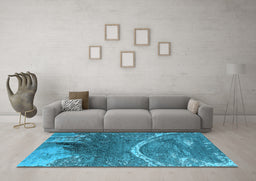 Machine Washable Oriental Light Blue Industrial Rug in a Living Room, wshurb2609lblu