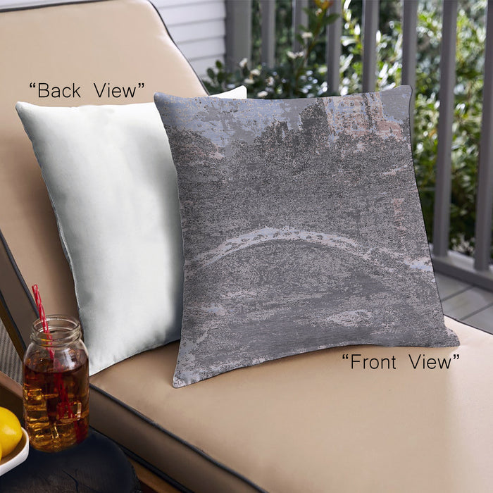 Front View of Mid-Century Modern Urban Square Dark Gray Throw Pillow, 18 inch by 18 inch, pwurb2609