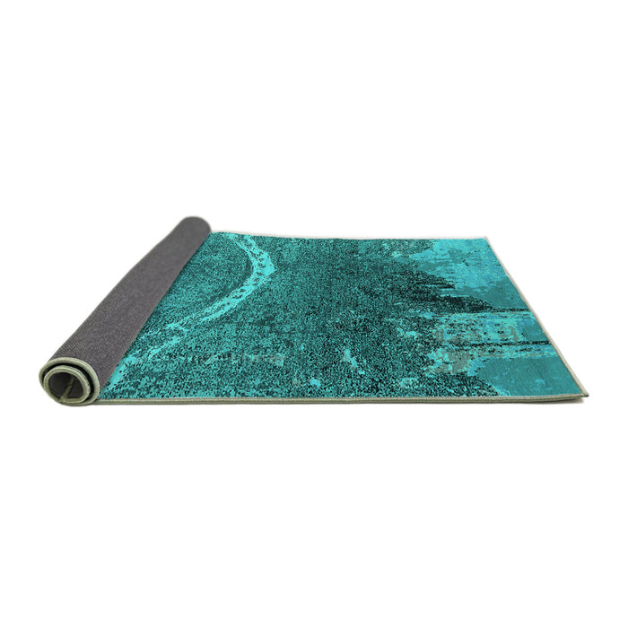 Sideview of Oriental Turquoise Industrial Rug, urb2609turq