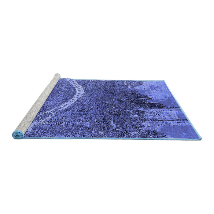 Sideview of Machine Washable Oriental Blue Industrial Rug, wshurb2609blu