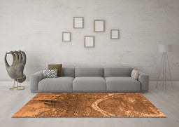 Machine Washable Oriental Orange Industrial Area Rugs in a Living Room, wshurb2609org