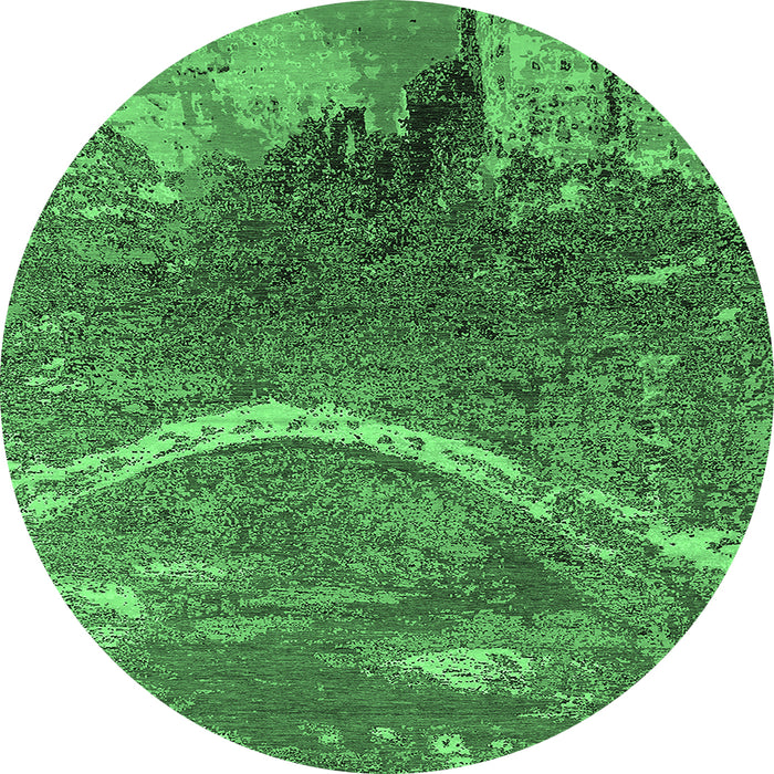 Round Oriental Emerald Green Industrial Rug, urb2609emgrn