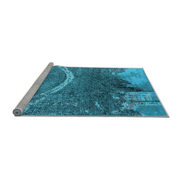 Sideview of Machine Washable Oriental Light Blue Industrial Rug, wshurb2609lblu