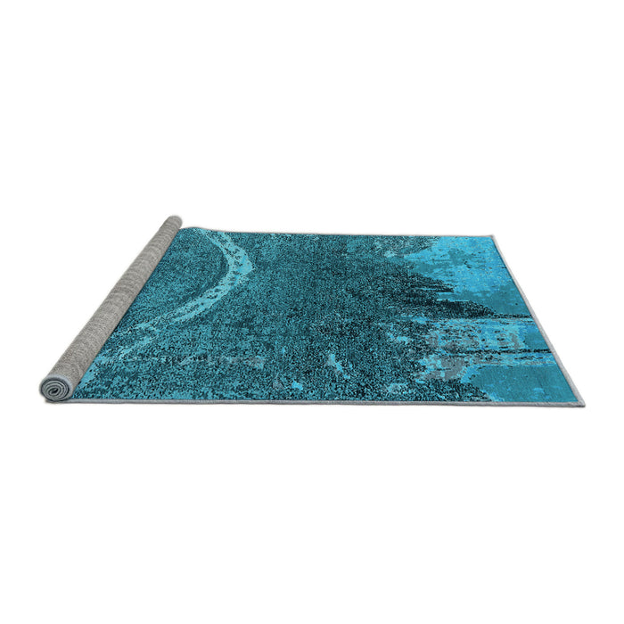Sideview of Machine Washable Oriental Light Blue Industrial Rug, wshurb2609lblu