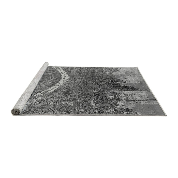 Sideview of Machine Washable Oriental Gray Industrial Rug, wshurb2609gry