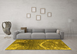 Machine Washable Oriental Yellow Industrial Rug in a Living Room, wshurb2609yw