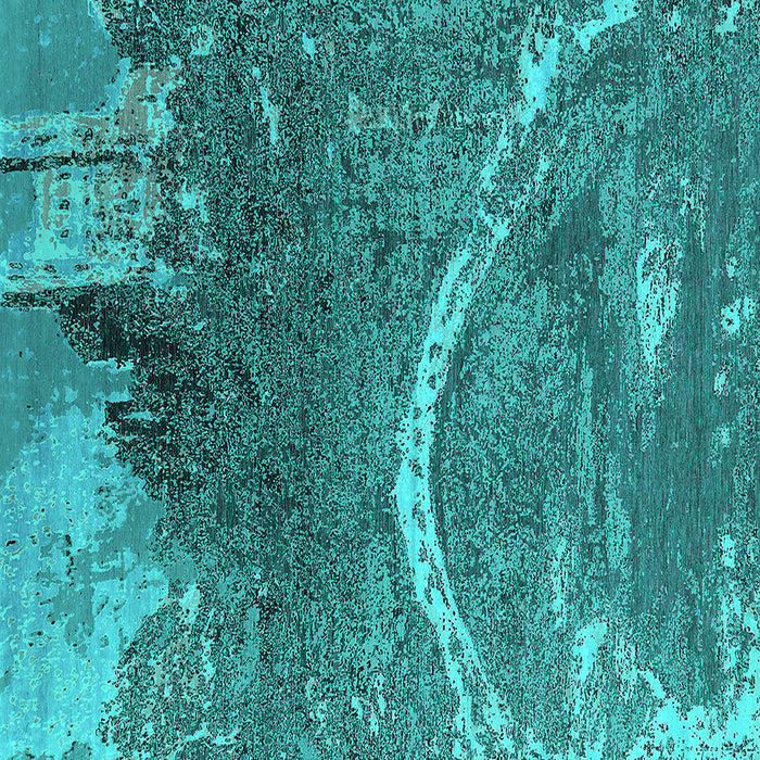 Square Oriental Turquoise Industrial Rug, urb2609turq