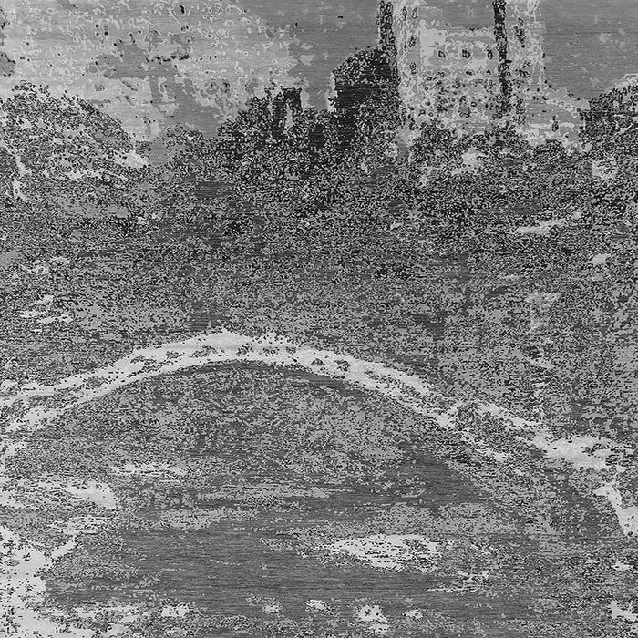 Square Machine Washable Oriental Gray Industrial Rug, wshurb2609gry