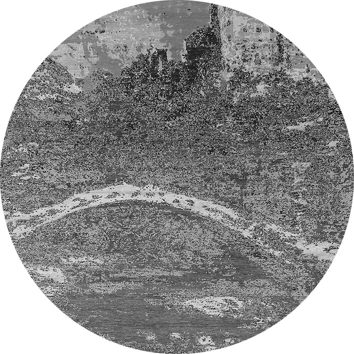 Round Oriental Gray Industrial Rug, urb2609gry