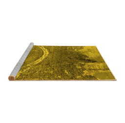 Sideview of Machine Washable Oriental Yellow Industrial Rug, wshurb2609yw