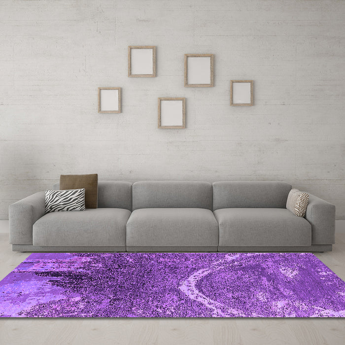 Machine Washable Oriental Purple Industrial Area Rugs in a Living Room, wshurb2609pur