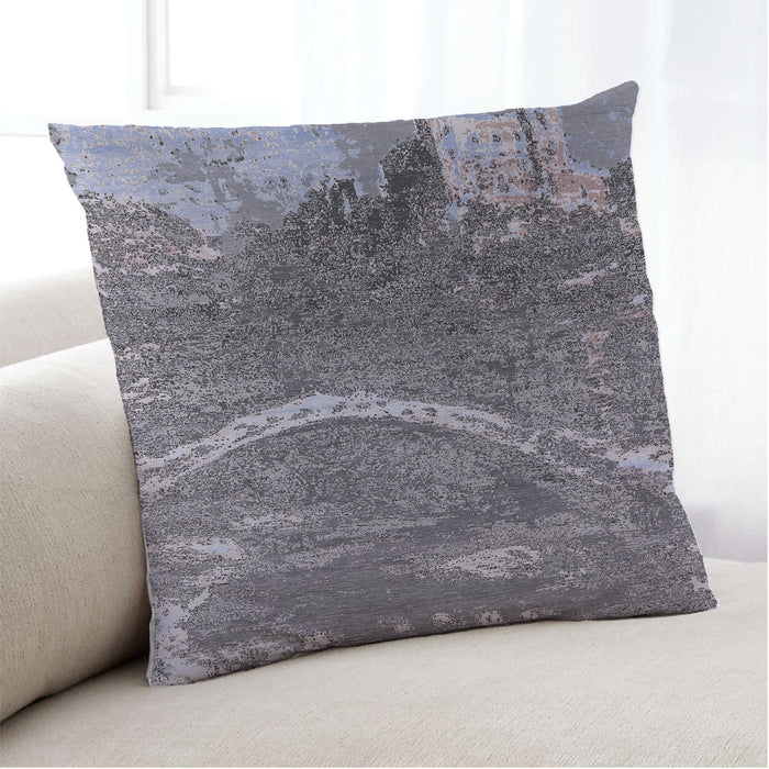 Lifestyle Image of Mid-Century Modern Urban Square Dark Gray Throw Pillow, 18 inch by 18 inch, pwurb2609