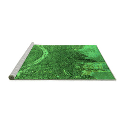 Sideview of Machine Washable Oriental Green Industrial Area Rugs, wshurb2609grn