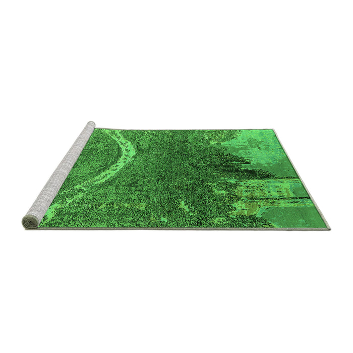 Sideview of Machine Washable Oriental Green Industrial Area Rugs, wshurb2609grn