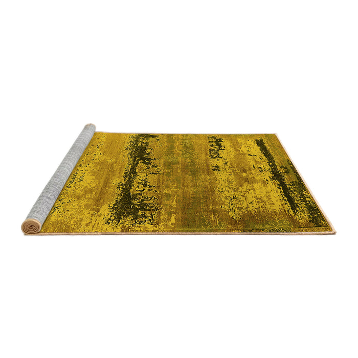 Sideview of Machine Washable Oriental Yellow Industrial Rug, wshurb2610yw