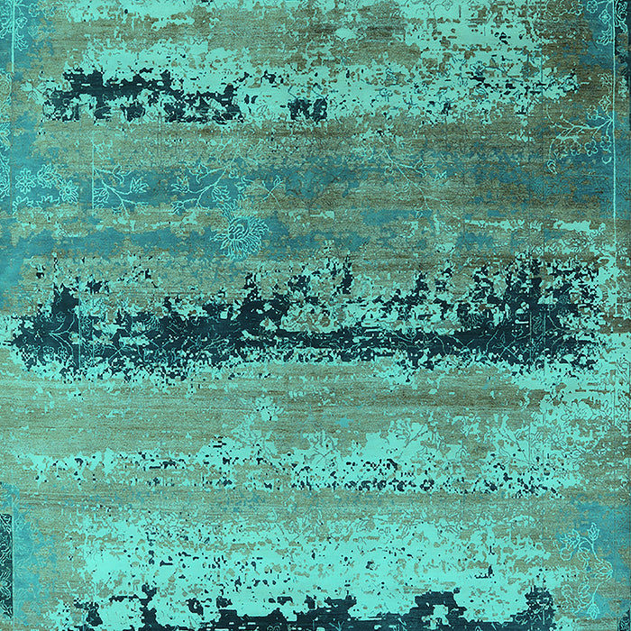 Machine Washable Oriental Turquoise Industrial Area Rugs, wshurb2610turq
