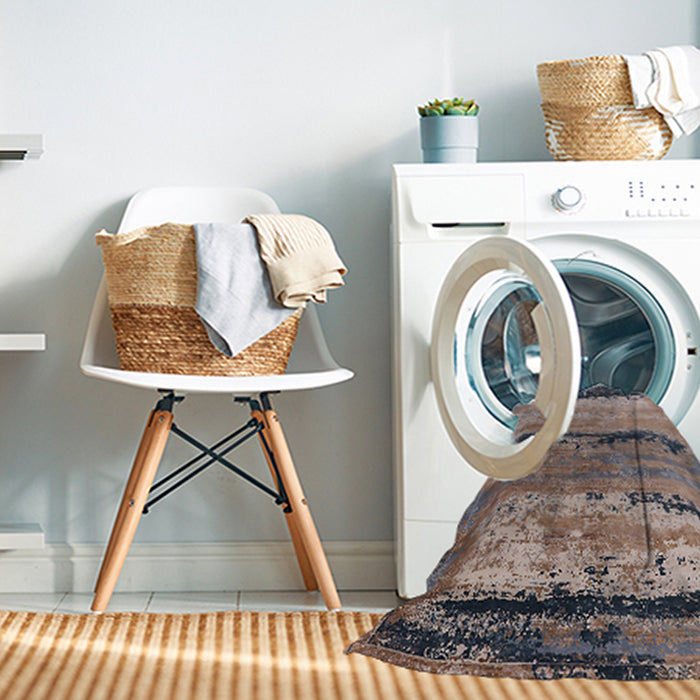 Machine Washable Industrial Modern Purple Rug in a Washing Machine, wshurb2610