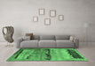 Machine Washable Oriental Emerald Green Industrial Area Rugs in a Living Room,, wshurb2610emgrn