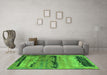 Machine Washable Oriental Green Industrial Area Rugs in a Living Room,, wshurb2610grn