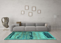 Machine Washable Oriental Turquoise Industrial Rug, wshurb2610turq