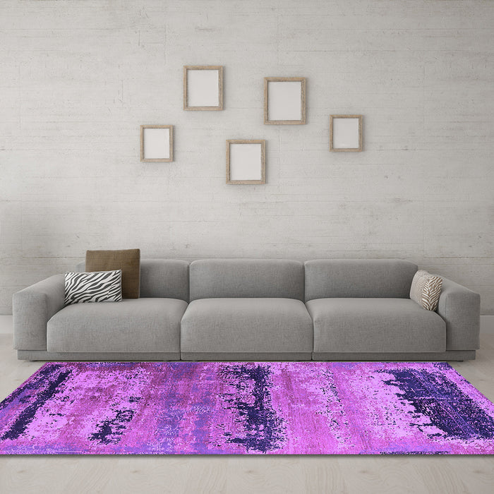 Machine Washable Oriental Purple Industrial Area Rugs in a Living Room, wshurb2610pur
