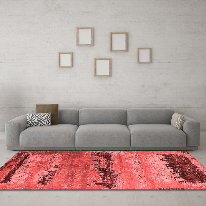 Industrial Red Washable Rugs