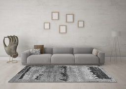 Machine Washable Oriental Gray Industrial Rug in a Living Room,, wshurb2610gry