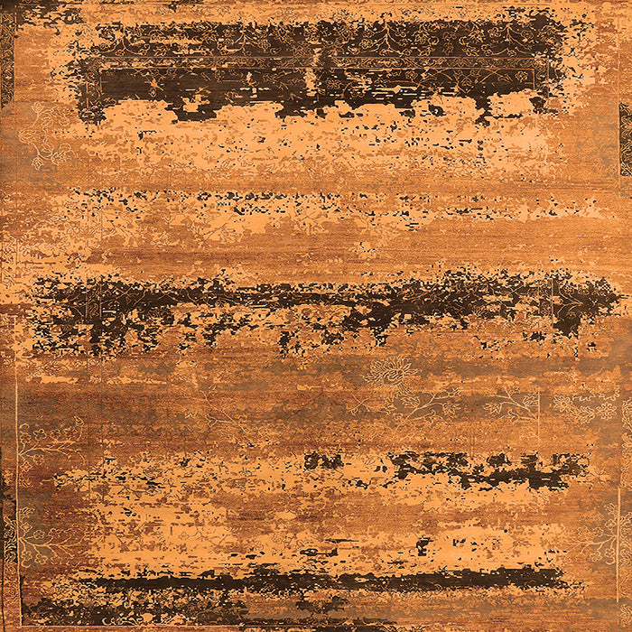 Square Machine Washable Oriental Orange Industrial Area Rugs, wshurb2610org