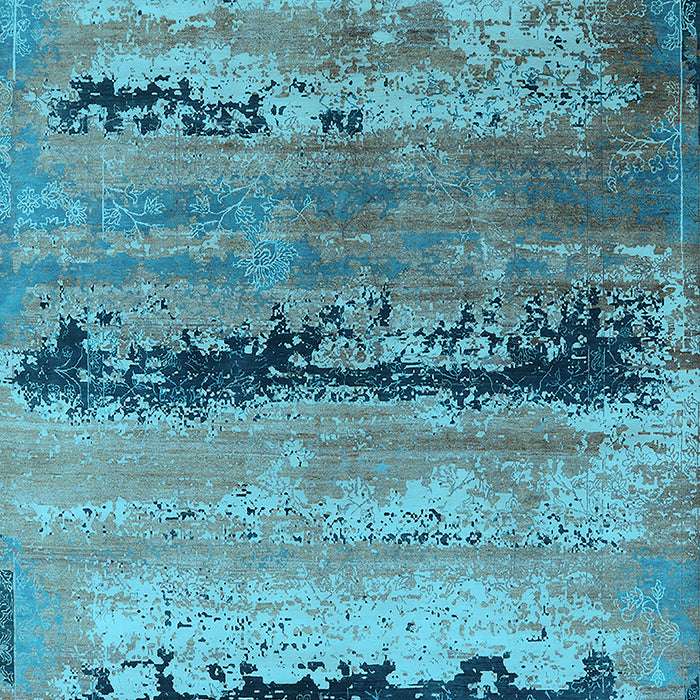 Machine Washable Oriental Light Blue Industrial Rug, wshurb2610lblu