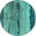 Round Oriental Turquoise Industrial Rug, urb2610turq