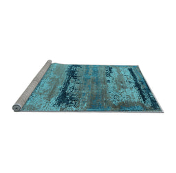 Sideview of Machine Washable Oriental Light Blue Industrial Rug, wshurb2610lblu