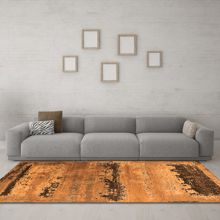 Machine Washable Oriental Orange Industrial Area Rugs in a Living Room, wshurb2610org