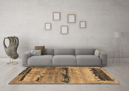 Machine Washable Oriental Brown Industrial Rug in a Living Room,, wshurb2610brn