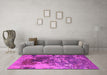 Machine Washable Oriental Pink Industrial Rug in a Living Room, wshurb2611pnk