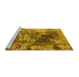 Sideview of Machine Washable Oriental Yellow Industrial Rug, wshurb2611yw